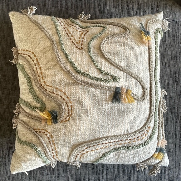 Embroidered Tassel Throw Pillow(s) - Picture 1 of 7
